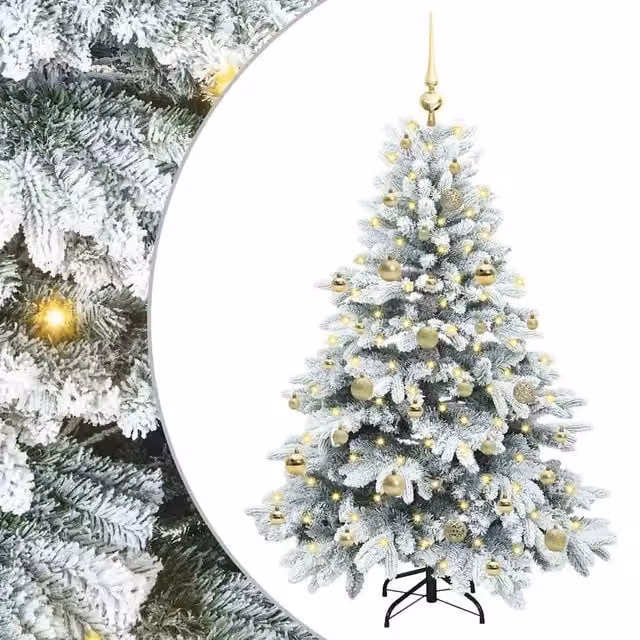 Albero di Natale artificiale moderno vidaXL bianco con 150 LED luce bianca calda, Altezza: 150 cm – 1