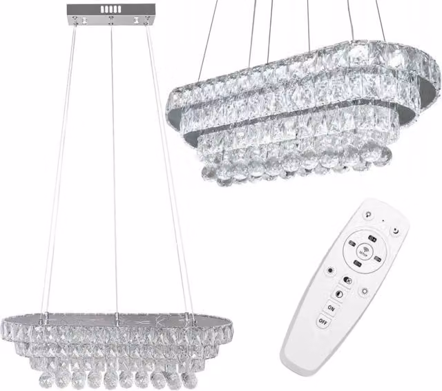 Lampada da soffitto in cristallo Toolight LED da 102W con telecomando e trasparente
