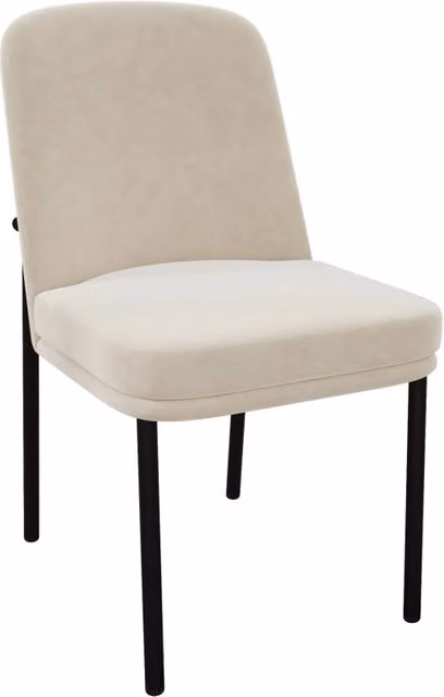 Set 6 Sedie da Pranzo con Cuscini Spessi in Velluto Beige e Gambe in Metallo Nero, Stile Moderno Minimalista