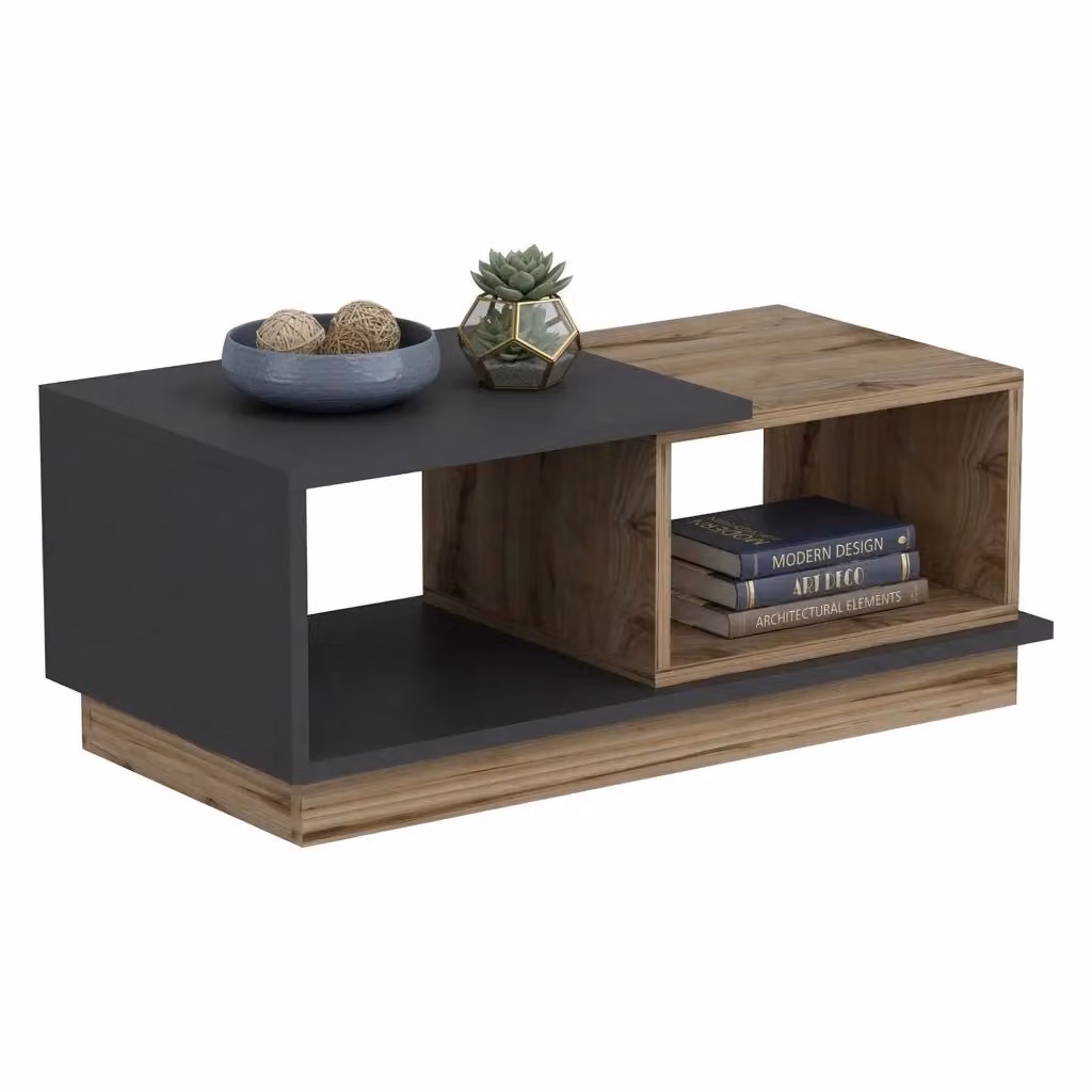 Tavolino da salotto moderno DMORA in legno color rovere, L 90 cm x P 45 cm x H 36 cm – 2