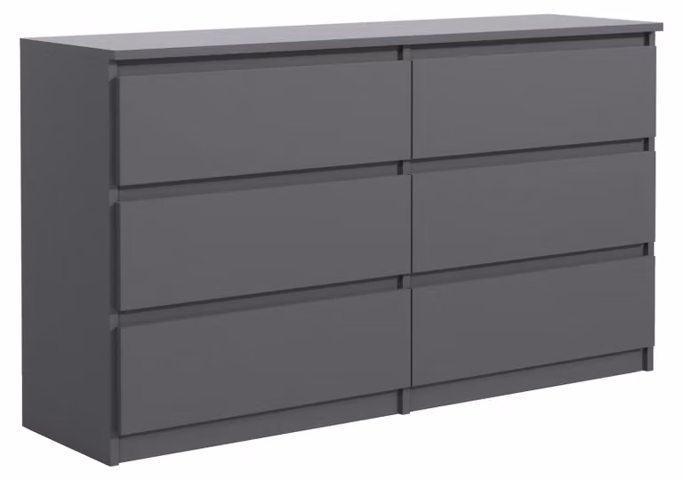 Comodino funzionale da 120 cm con 6 cassetti e ampio spazio di archiviazione