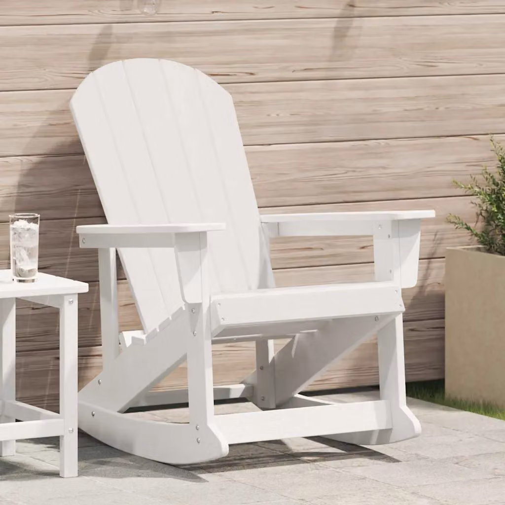 vidaXL Poltrona a dondolo Adirondack Bianco HDPE