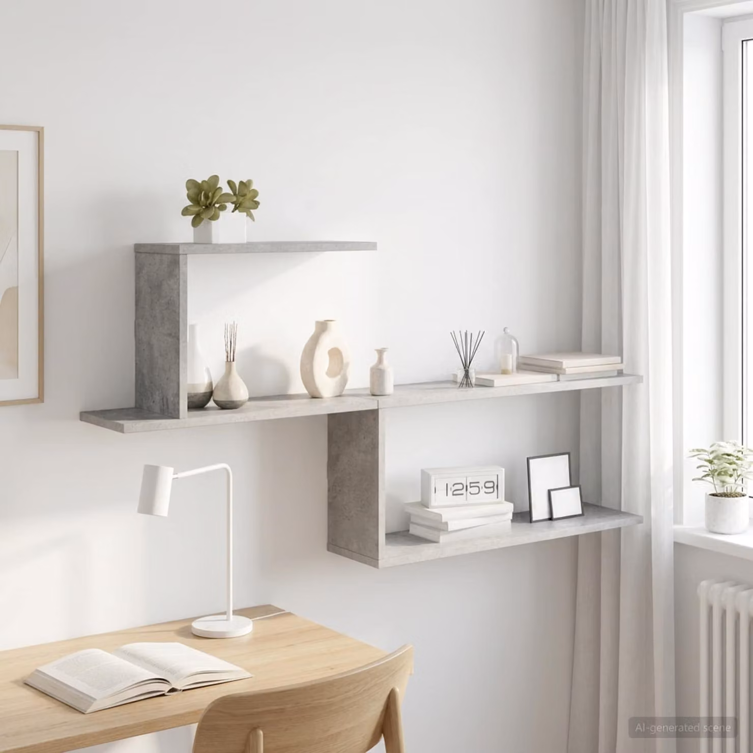 Scaffale da parete moderno vidaXL Grigio, L: 122 cm, P: 18 cm, H: 60 cm