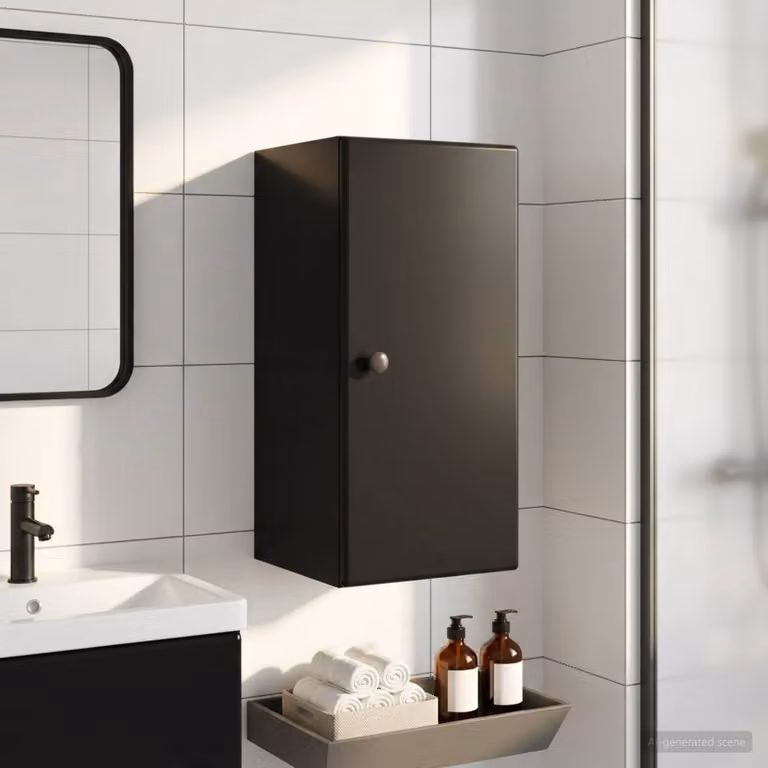 Armadio da bagno a muro vidaXL BREDA Nero L: 30 cm, P: 31 cm, H: 59 cm