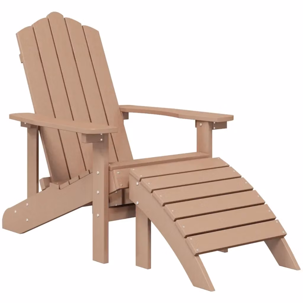 Sedia da giardino Adirondack con poggiapiedi vidaXL marrone in plastica e metallo – 2