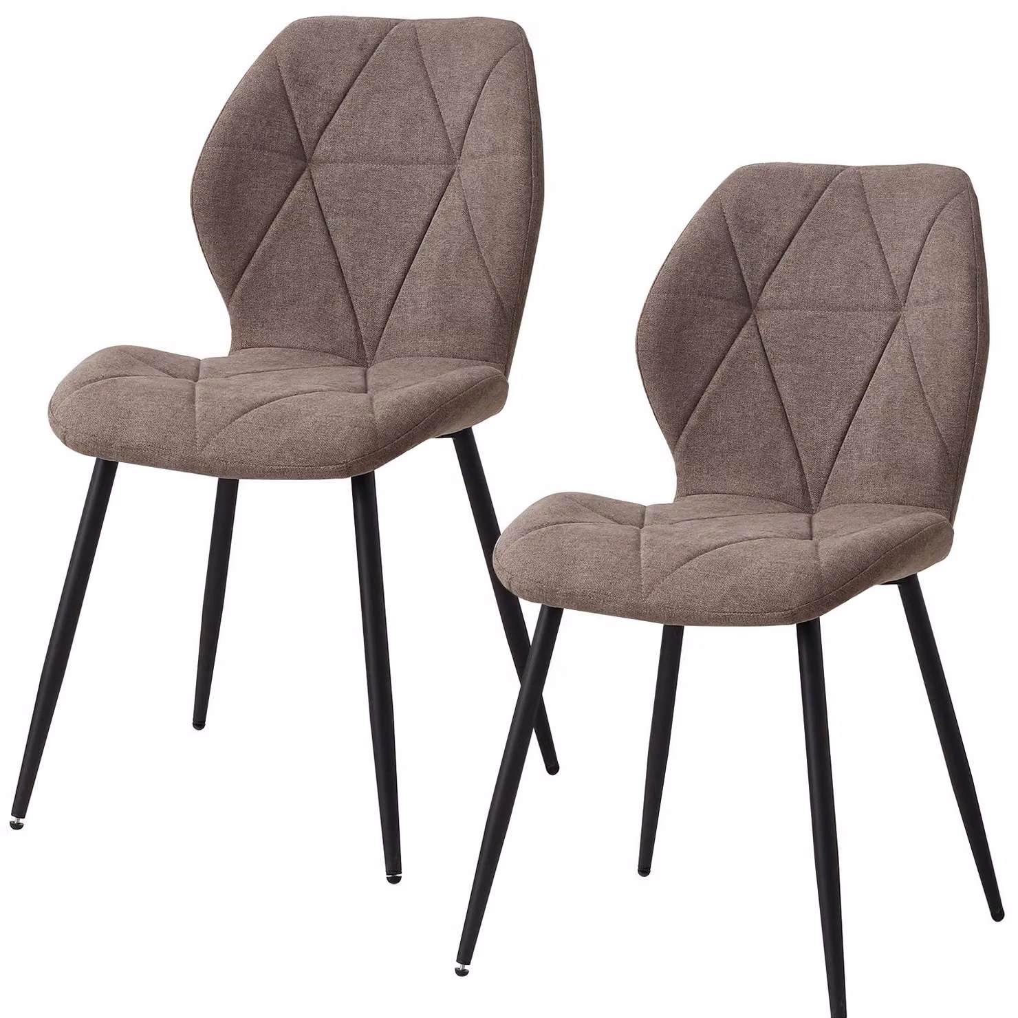 Sedie da pranzo - Set da 2 - Design moderno e minimalista - Struttura in metallo - Non girevoli - Senza imbottitura - Colore marrone