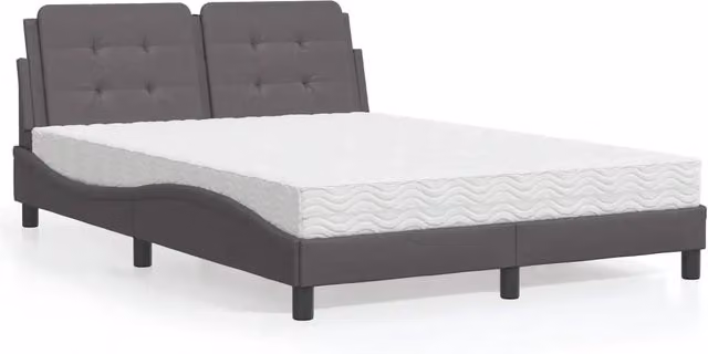 Letto con Materasso Zadar vidaXL in Similpelle Grigio e Bianco L/P/H: 120 x 200 cm