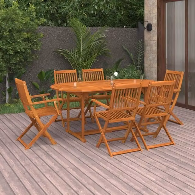 Set da Pranzo da Giardino 7pz 180x90x75cm Legno Massello Acacia 3086970