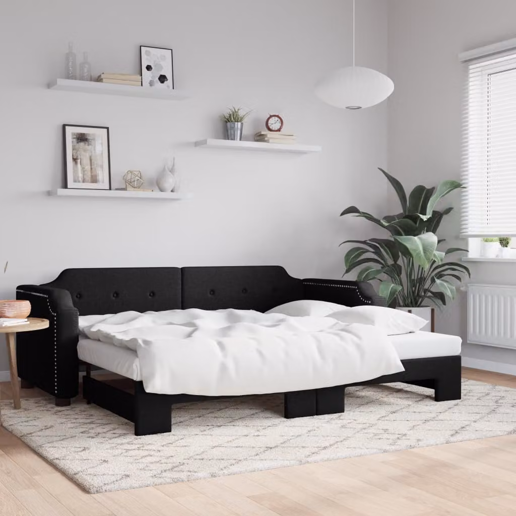 Maison Exclusive - Divano letto estraibile nero 100x200 cm in tessuto
