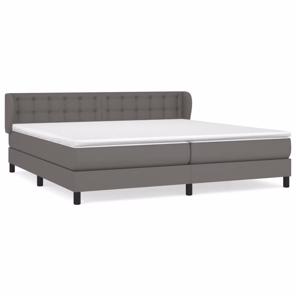Giroletto a Molle con Materasso Grgio 200x200 cm in Pelle finta