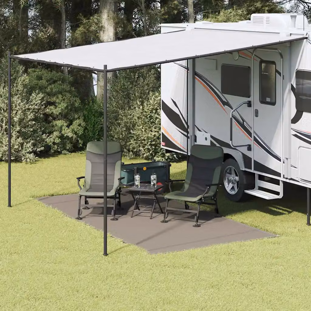 Tappeto da tenda vidaXL grigio chiaro in polipropilene per giardino e terrazza L 400 cm x P 200 cm