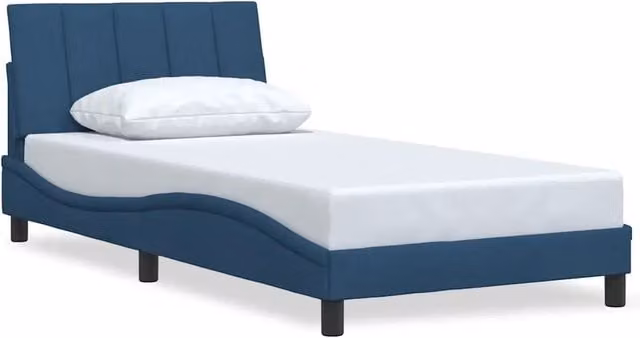 Letto singolo | Letto per adulti | Giroletto senza Materasso Hanko Blu 100x200 cm in Tessuto