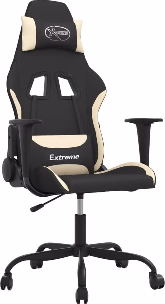 Sedia da Gaming Nero e Crema in Tessuto