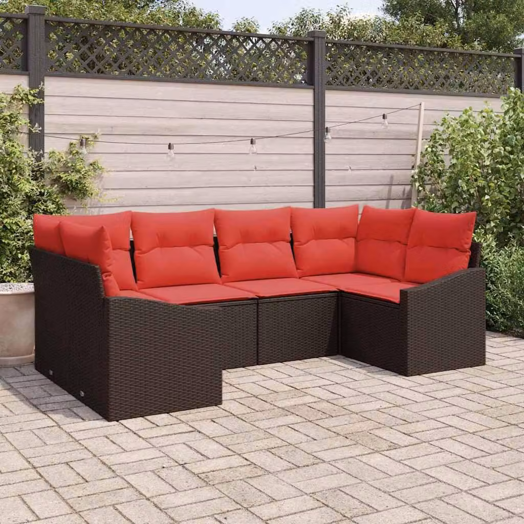 Maison Exclusive - Set di divani da esterno, 6 pezzi, color marrone [Materiale sintetico]: rattan sintetico