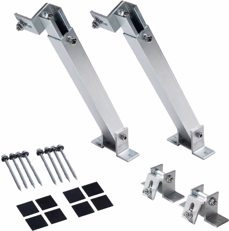Supporto per pannello solare per tetto piano, tetto, parete, barca, camper, staffa in alluminio inclinabile per FV (kit 1 pannello 15°-30° argento) ▶ Fotovoltaico solare FV Premium  Spedizione DE