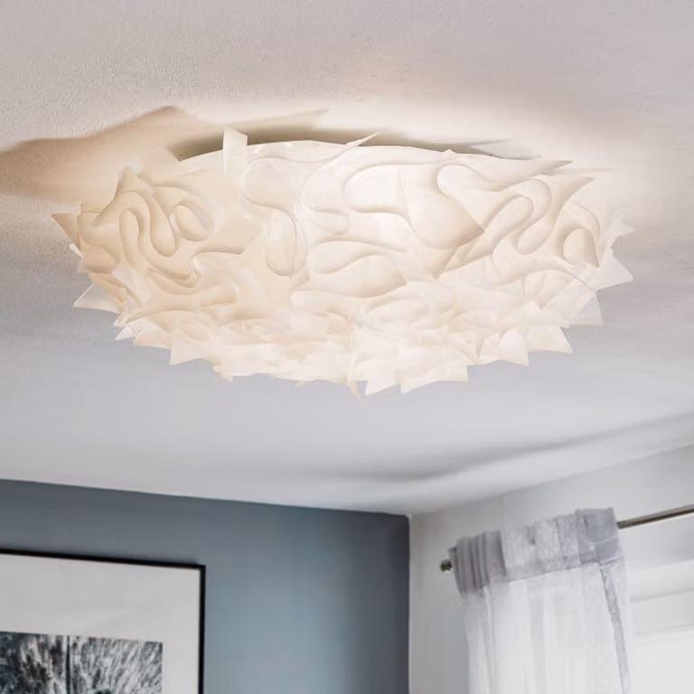 Slamp Plafoniera di design VELI, dimmerabile, Bianco / Opale, Soggiorno / Sala da pranzo, Plastica, Design, Plafoniera