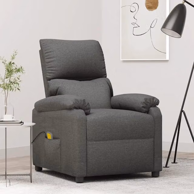 Poltrona relax reclinabile vidaXL in tessuto grigio con braccioli e struttura mista – 1