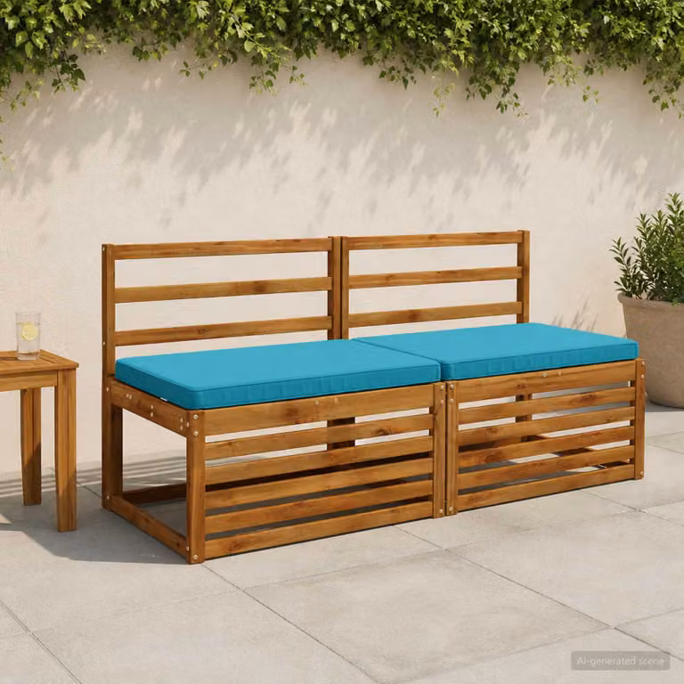 Set di 2 cuscini per panchina vidaXL VUGHT in poliestere, colore turchese e blu, modello moderno con rivestimento rimovibile e resistente ai raggi UV