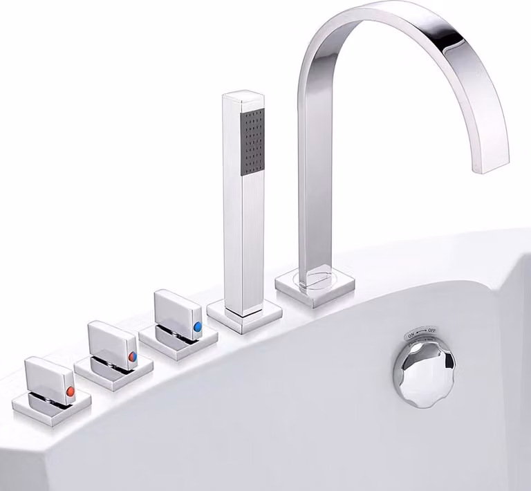 Melko rubinetto miscelatore vasca doccia cromato 5 fori set bagno cascata