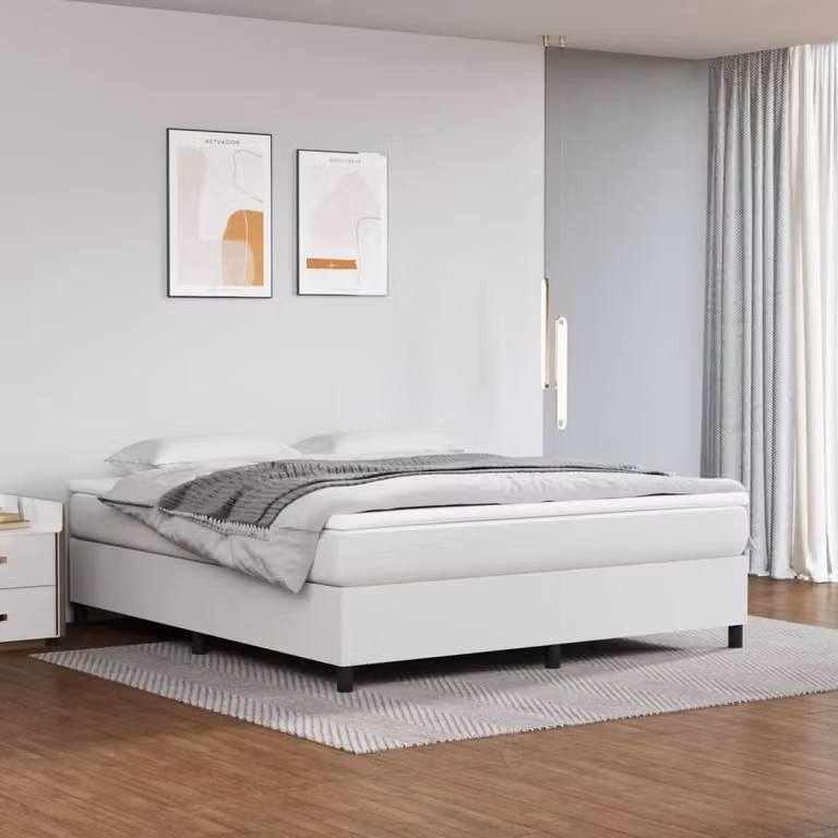 The Living Store Letto a molle insacchettate Bianco 160x200 cm Similcuoio