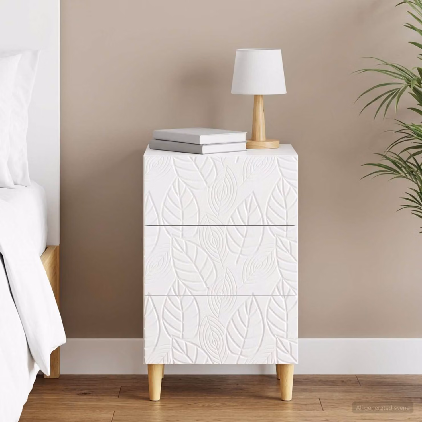Comodino moderno vidaXL Bianco lucido in legno ingegnerizzato L: 43 cm, P: 39,5 cm, H: 66,5 cm