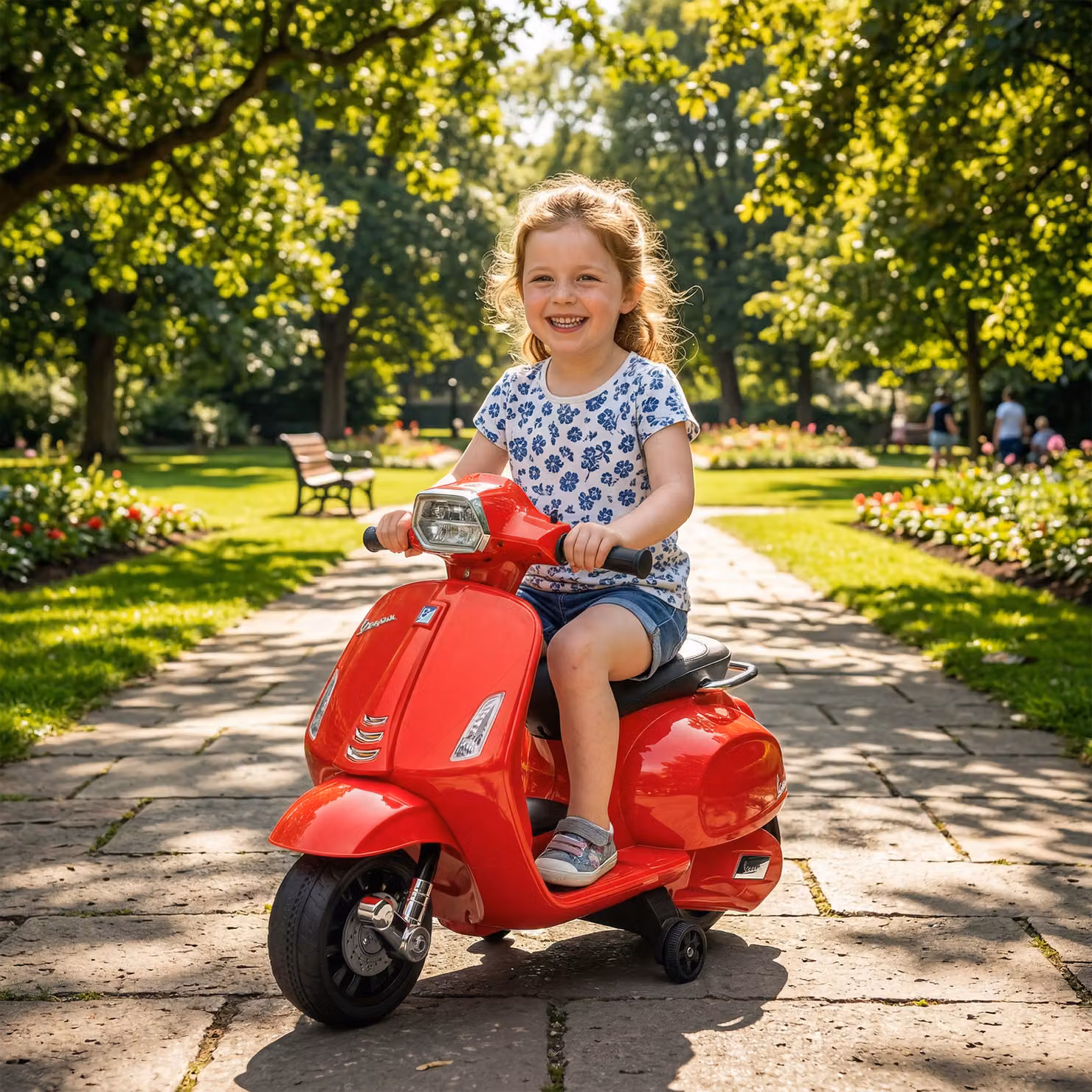 Moto Elettrica per Bambini AIYAPLAY con Licenza Vespa, Batteria Ricaricabile 6V, Luci e Suoni, Rosso – 2