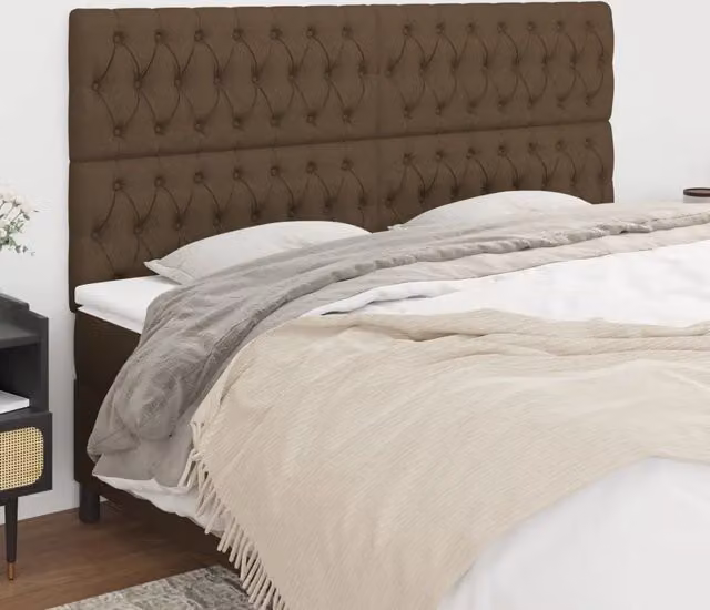 Testiera per letto imbottita vidaXL in tessuto marrone scuro con struttura in legno di larice L: 180 cm, P: 7 cm, H: 118-128 cm