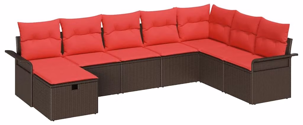Set Divano da Giardino con cuscino 8 pcs Poly Rattan