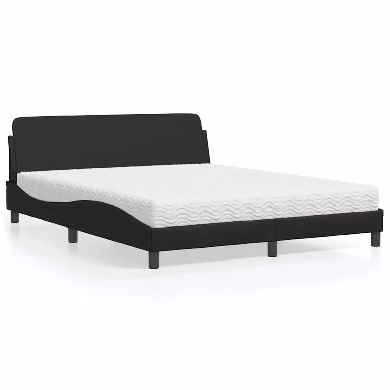 Letto con Materasso Dover vidaXL in Similpelle Nero L/P/H: 218 x 160 x 200 cm