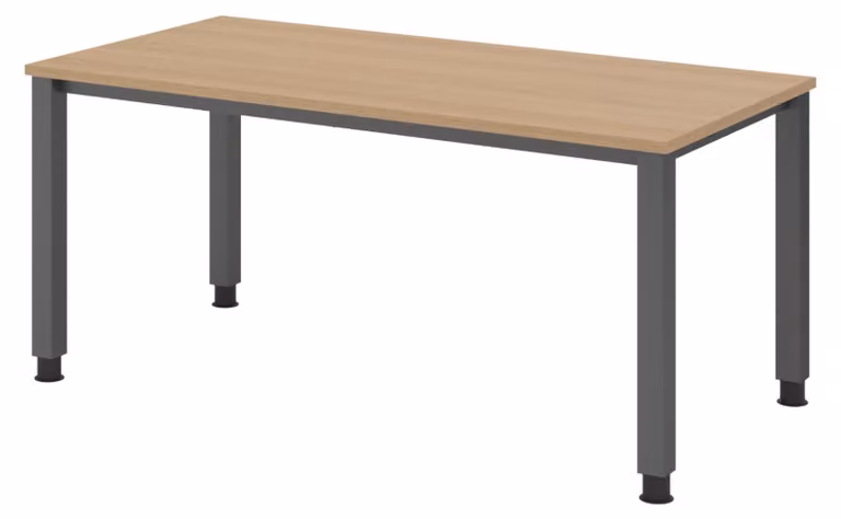 Scrivania bümö Serie Q - Dimensioni: 160 x 80 cm, struttura: grafite, finitura: rovere