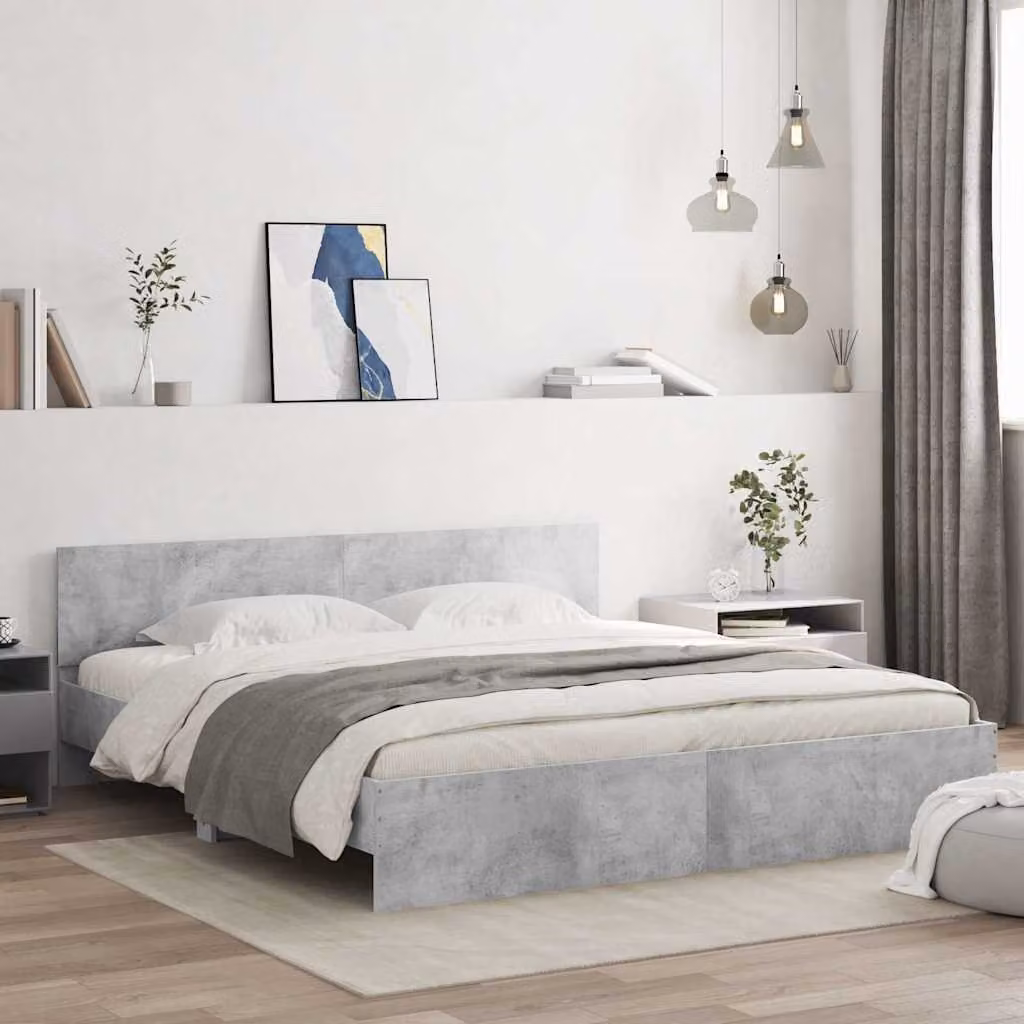 Giroletto con Testiera vidaXL in Tessuto Grigio L: 180 cm, P: 200 cm, H: 103 cm – 1