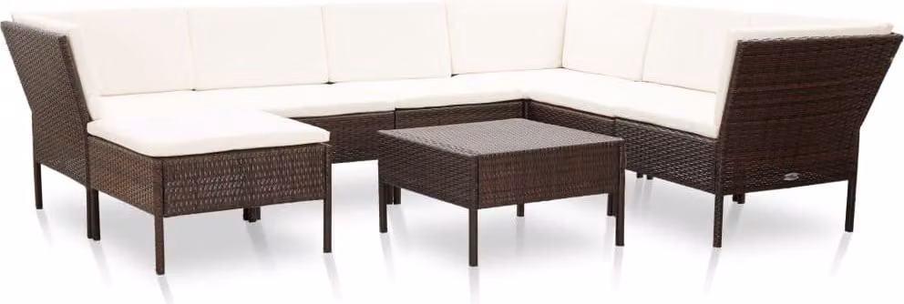 Maison Exclusive - Set da giardino 8 pezzi con cuscini in polyrattan marrone