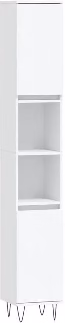 Mobiletto da bagno sospeso HELLOSHOP26 in stile industriale, colore bianco, con ante a battente e ripiani interni, L/P/H: 30 x 30 x 190 cm