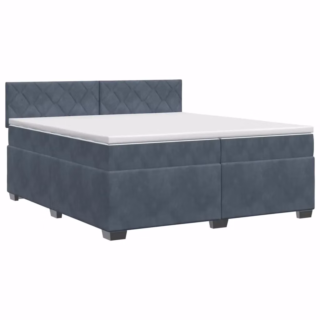 Letto box spring con materasso ibrido vidaXL in velluto grigio e bianco L/P/H: 200 x 200 x 46 cm – 2