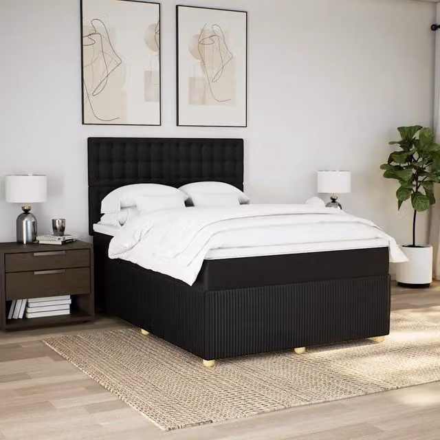 Giroletto a Molle con Materasso Nero 160x200 cm in Tessuto 3294423