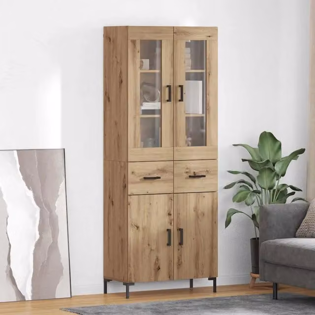 Credenza 2 pz-Set di 2 Buffet-Armadio da cucina Rovere artigianale 69,5 x 34 x 180 cm 369627