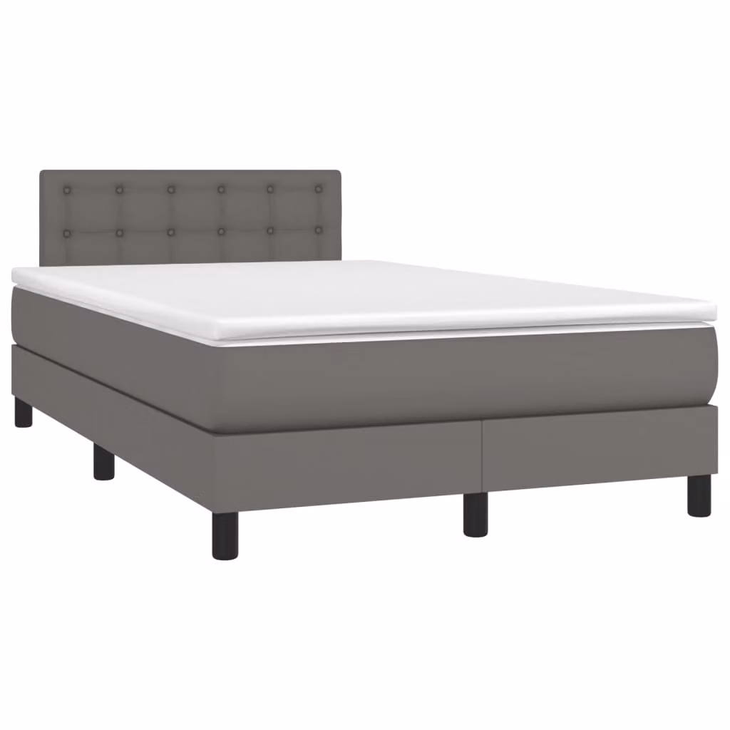 Giroletto a Molle con Materasso Grigio 120x190 cm in Pelle finta
