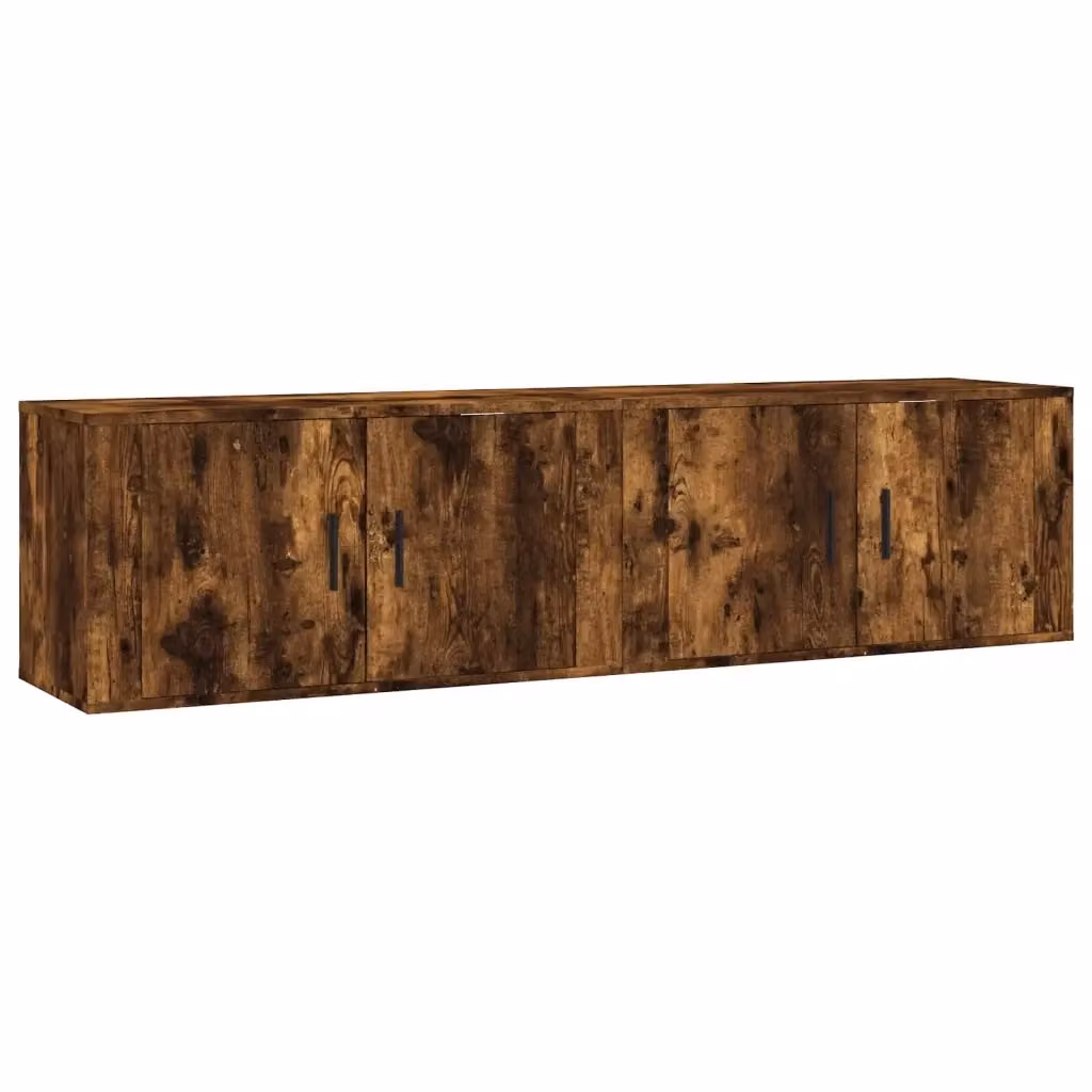 Set di 2 mobili porta TV da parete vidaXL in legno rovere fumo marrone L: 80 cm, P: 34,5 cm, H: 40 cm – 2