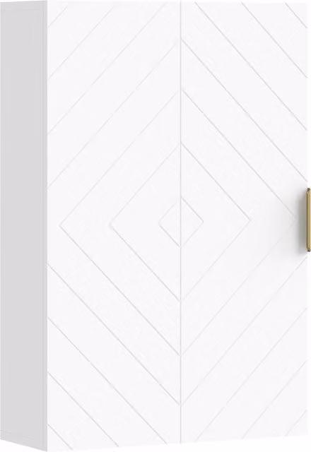 Armadietto da bagno a muro Kleanking con anta decorata, maniglia dorata e ripiani regolabili, Bianco, L 40 cm x P 15 cm x H 60 cm