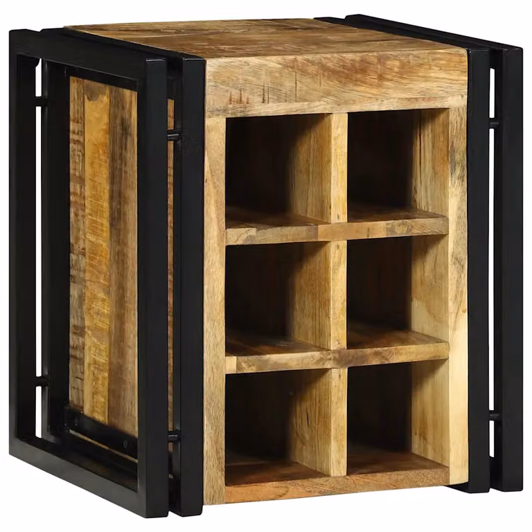 Portabottiglie vidaXL in legno di mango massello, marrone e nero, L 35 x P 35 x H 39 cm