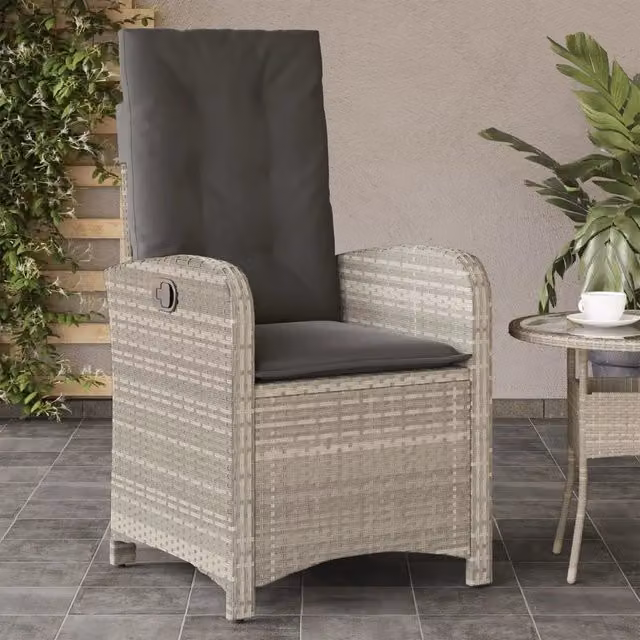 Sedia Reclinabile da Giardino vidaXL in Polyrattan e Metallo con Cuscini Grigio Antracite