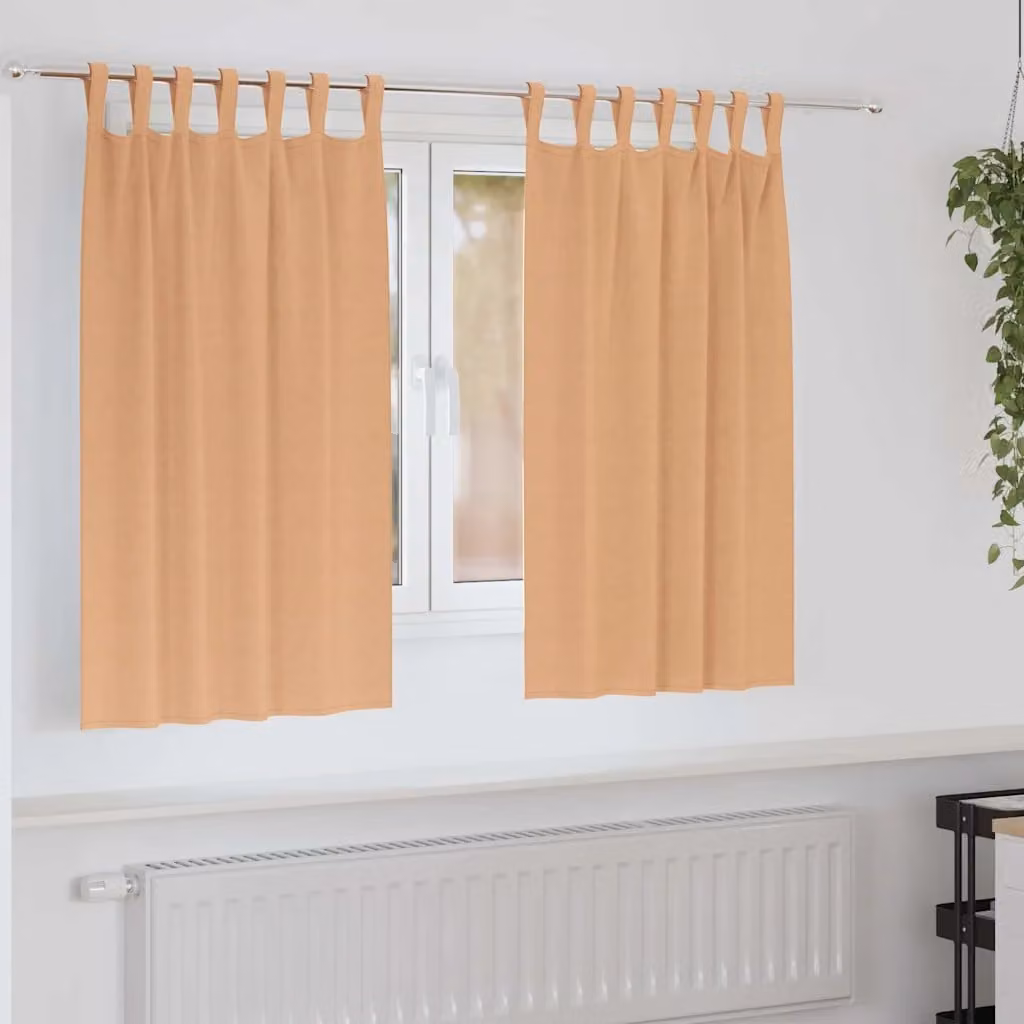 Set di 2 tende blackout vidaXL con anelli in poliestere, colore marrone beige, L 140 cm x H 140 cm
