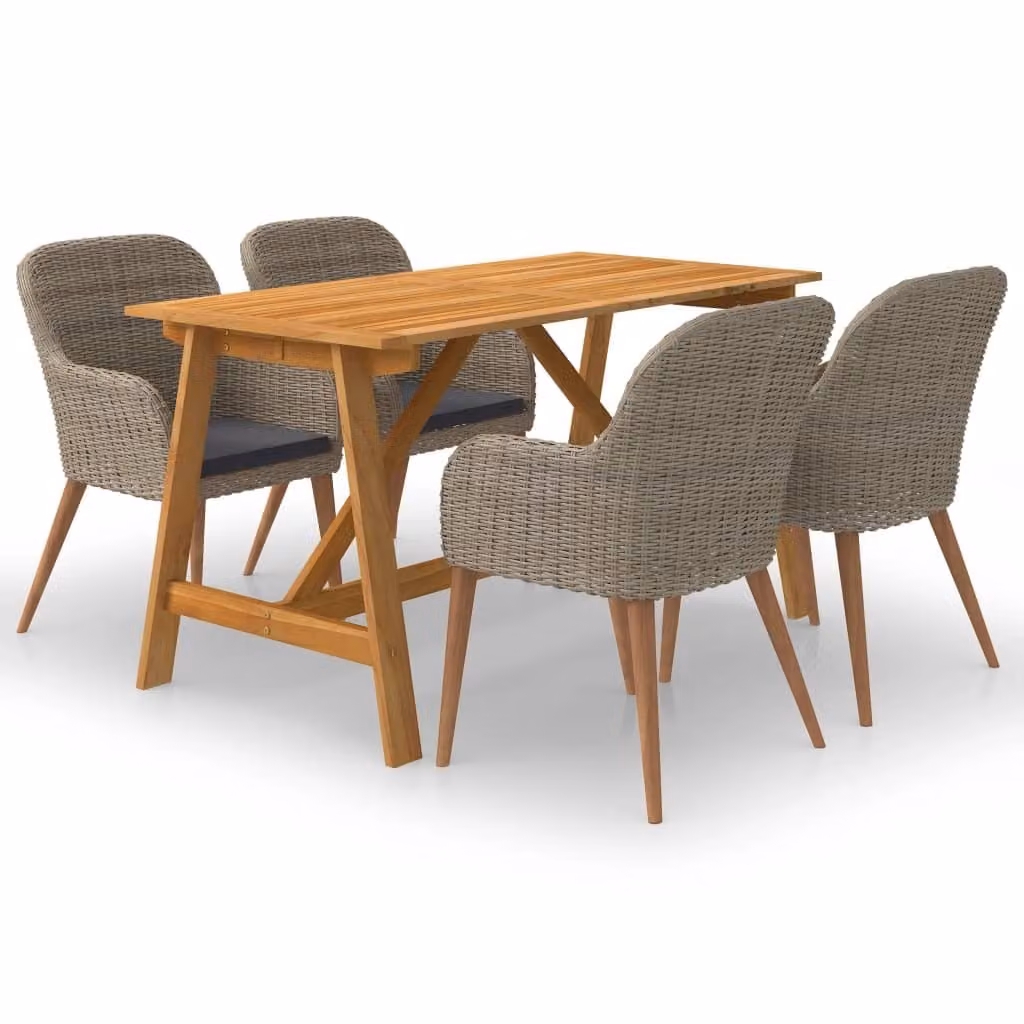 Maison Exclusive - Set da pranzo da giardino a 5 pezzi, marrone
