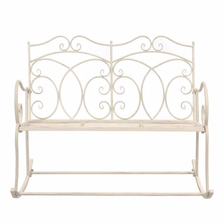 Panchina da Giardino 104 cm in Ferro Bianco Anticato