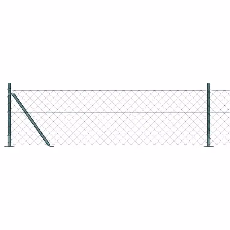 Recinzione a maglie vidaXL con base in cemento, rete in acciaio rivestita in PVC, colore verde, L: 10 m, H: 0,4 m