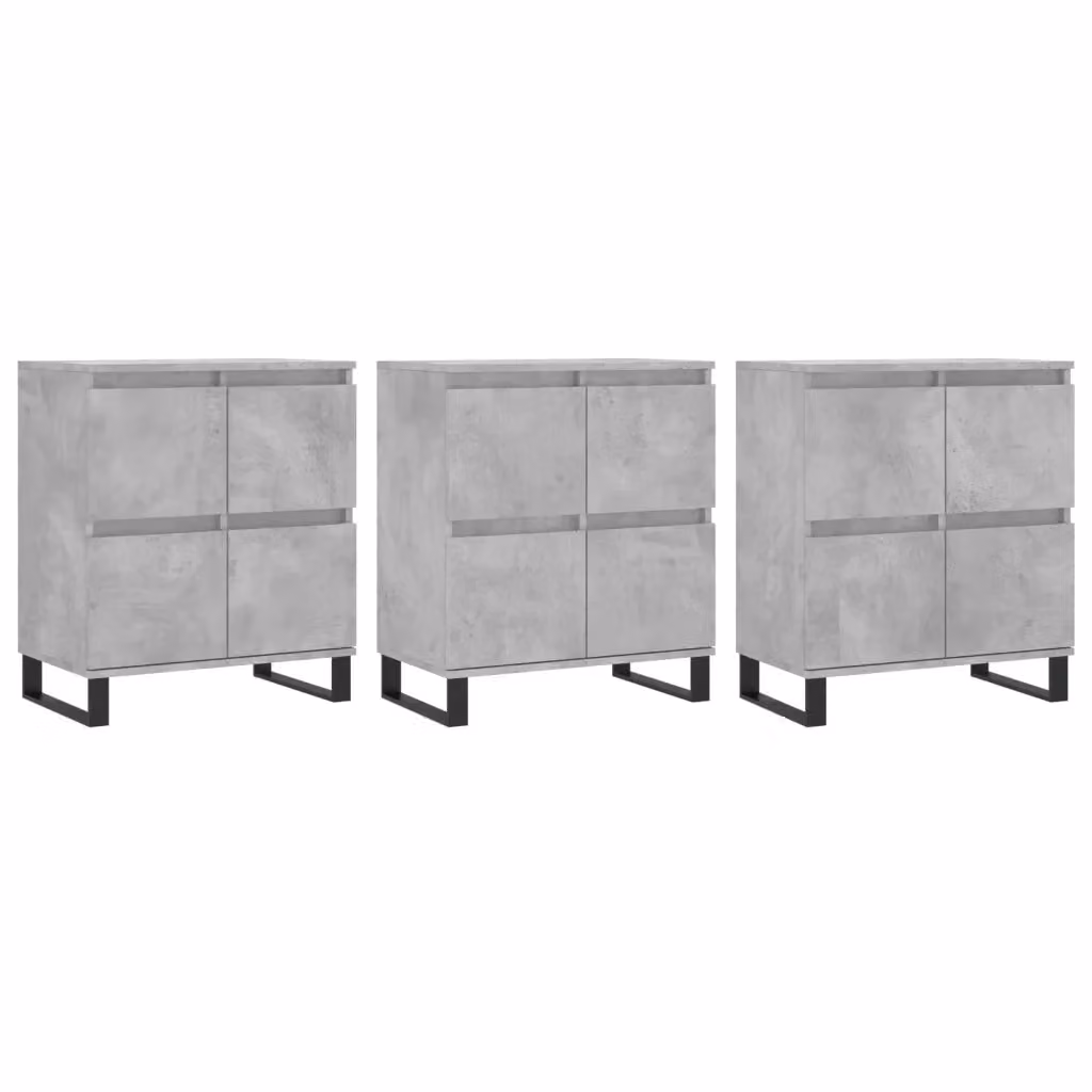 Set di 3 credenze vidaXL in legno e metallo, colore grigio, da appendere alla parete per la tua sala da pranzo – 2