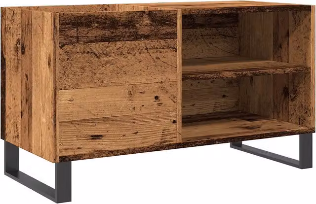 Mobile porta dischi vintage in legno 84,5 x 38 x 48 cm ampio spazio contenitivo stile industriale legno invecchiato 02_0051124
