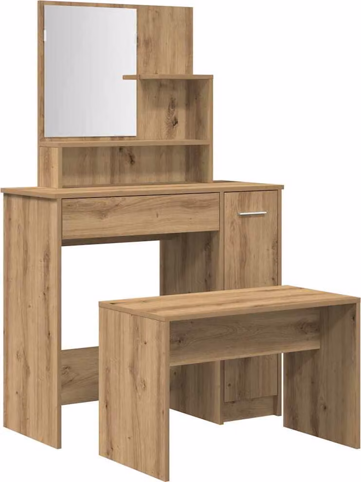 Set di tavolini da toilette Materiale artigianale a base di legno di quercia