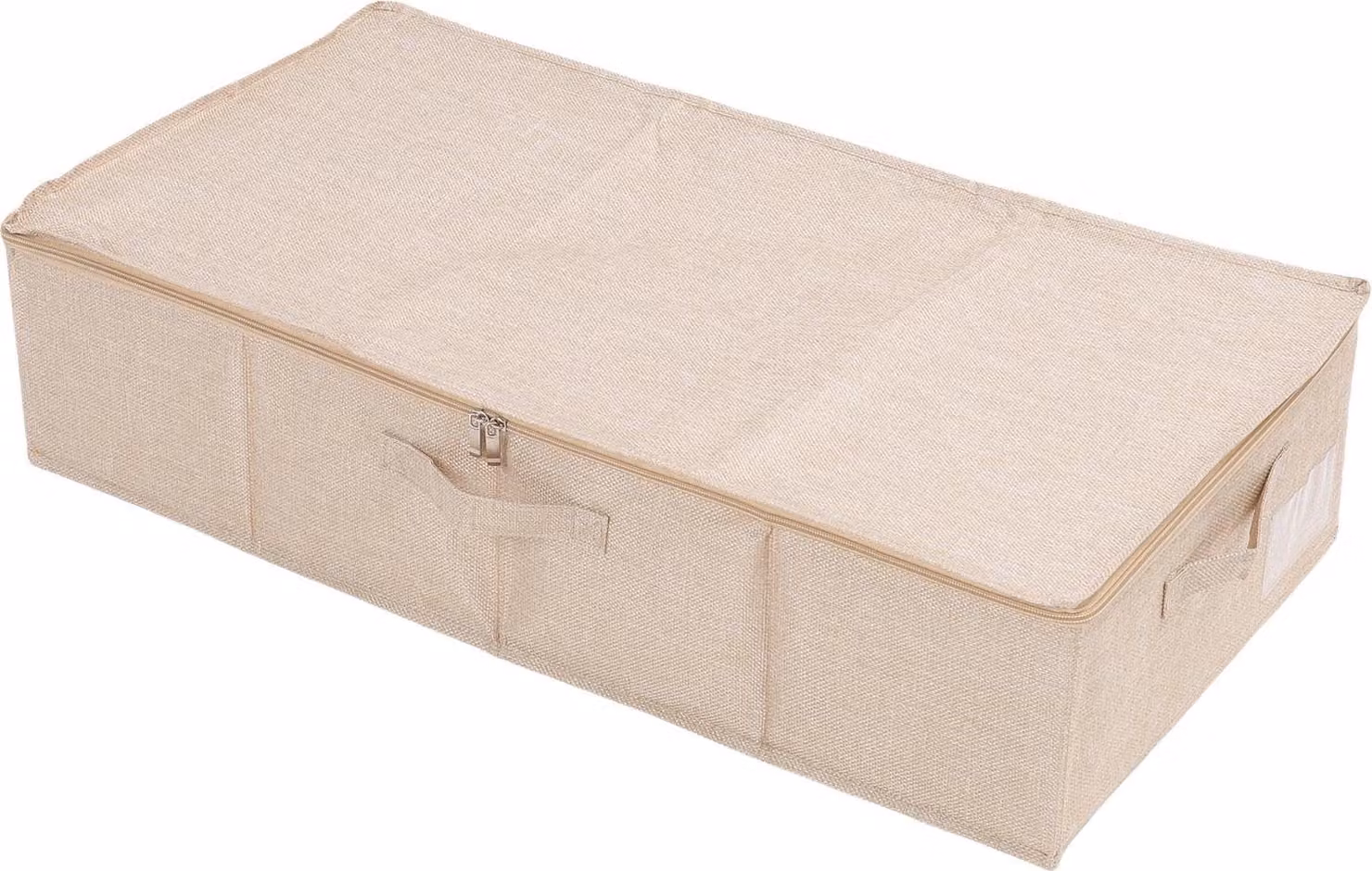 Contenitore da riporre sotto il letto, tessuto impermeabile, organizer pieghevole per scarpe, abbigliamento, calzini e scarpe, beige, taglia grande (94 x 47 x 17 cm)