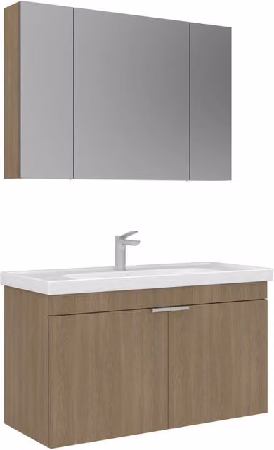 Set mobile lavabo con specchio (2 pezzi) "Desna 100" - 100 x 45 x 58 cm - Rovere